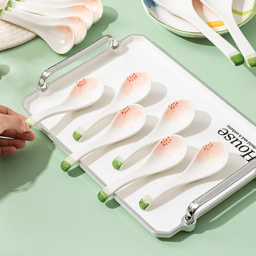 勺子高档汤勺陶瓷长柄汤匙家用餐勺大号盛汤调羹勺精致小勺喝汤勺 - 封面