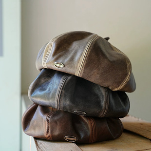 春秋儿童皮质帽子遮阳男童贝雷帽英伦风洋气女童复古画家帽小众潮
