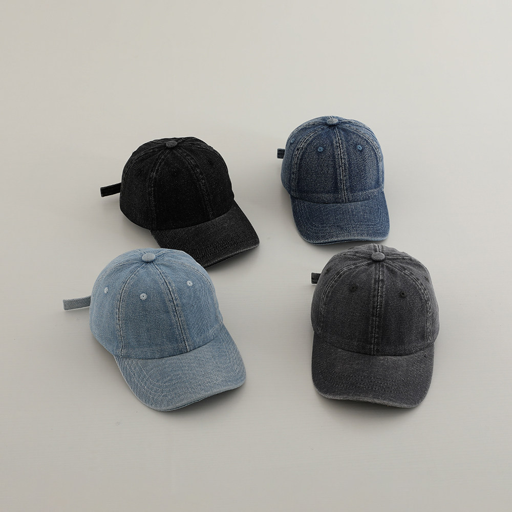 简约儿童鸭舌帽纯色牛仔洋气春秋遮阳帽子男童帅气女童棒球帽韩版