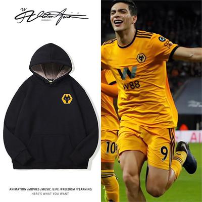 英超沃尔夫汉普顿狼队足球队标印花连帽卫衣男女同款运动潮