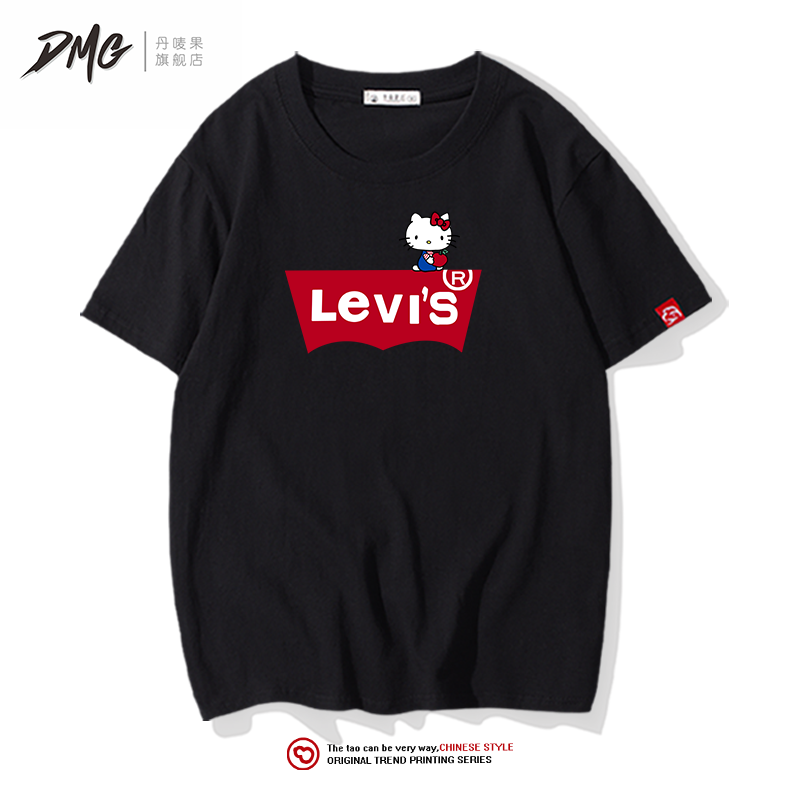 2022新款短袖t恤男女同款网红情侣装ins超火hello kitty纯棉衣服