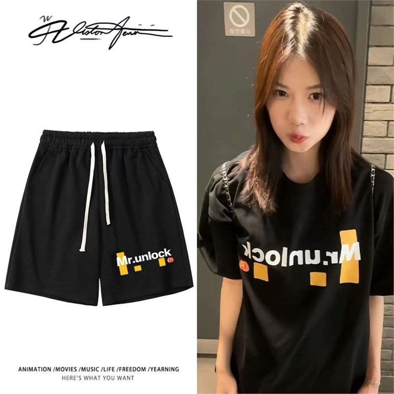 田径运动员邵雨琪同款印花粉丝应援短裤夏季宽松休闲百搭