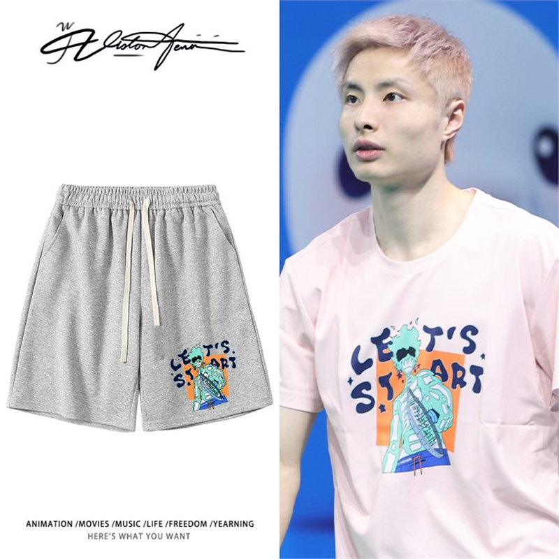 羽毛球运动员男单选手石宇奇同款粉丝应援短裤夏季宽松休闲百