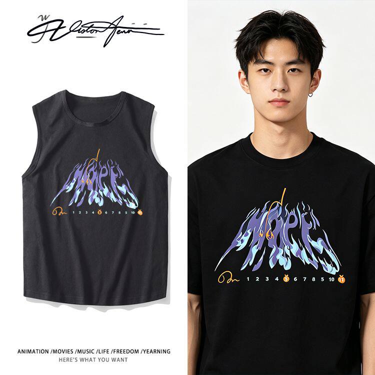 莎头CP新款乒乓球文化衫无袖纯棉背心坎肩跑步T恤透气运动潮百搭