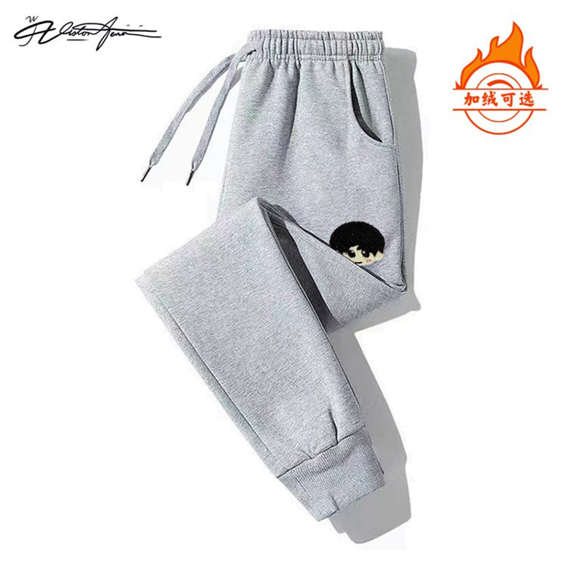 【刺绣】王楚钦孙颖莎大头可爱绣花刺绣卫裤男女同款束口加绒薄款