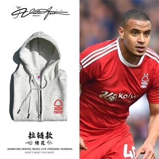 【刺绣】欧洲足球联赛诺丁汉森林刺绣队标刺绣应援连帽开衫卫衣长