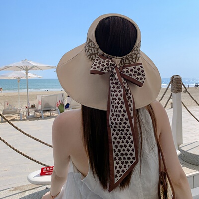 夏季大帽檐防晒帽女空顶护颈一体遮阳帽户外出游百搭太阳帽