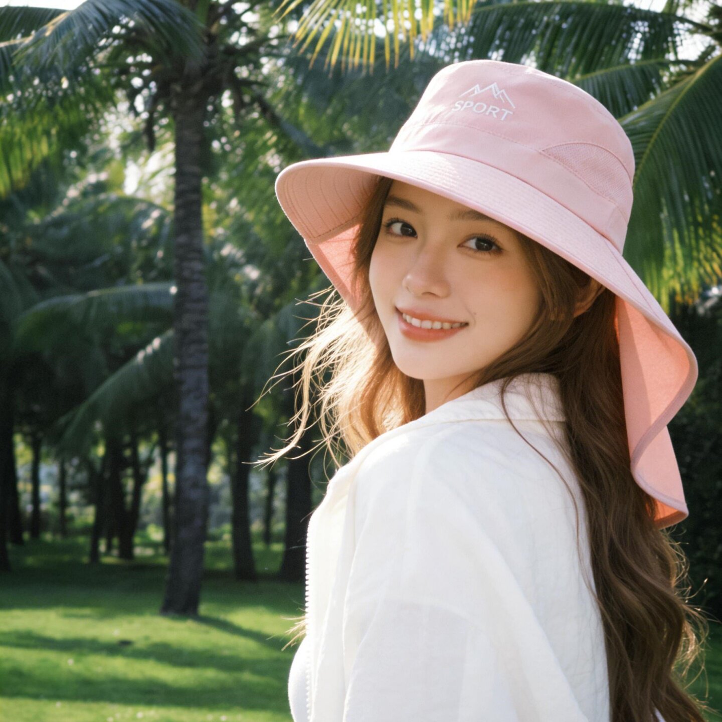 防晒帽女夏季大檐户外渔夫帽遮阳防紫外线登山帽护脖颈披肩太阳帽