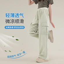 女童工装裤薄款夏装2025新款大童夏季女孩超好看直筒裤初中生裤子