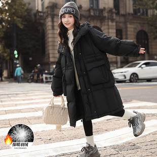 女童长款羽绒服冬装2025新款洋气中大童儿童冬装女孩加厚连帽外套