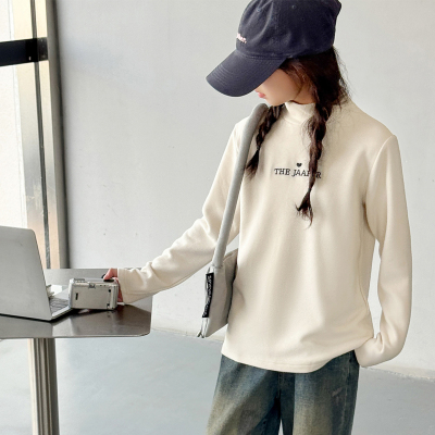 女童加绒打底衫秋冬装2025新款洋气大童儿童冬季加厚女孩内搭上衣