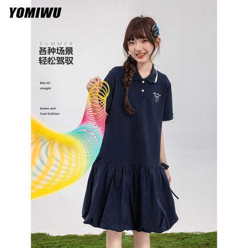 女童Polo连衣裙学院风花苞裙