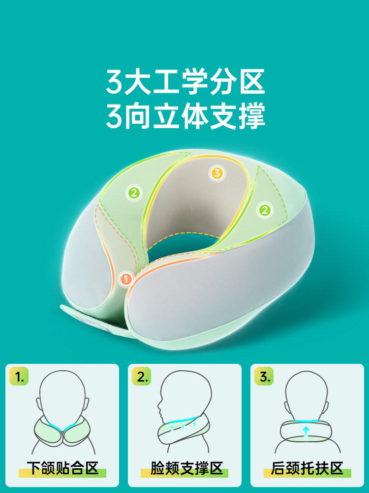 BIHE 어린이 U 자형 베개 항공기 베개 안전 좌석 베개 목 베개 자동차 메모리 폼 U 자형 베개