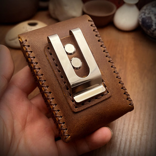 NP28钢夹版粗烟盒整包装疯马皮头层厚牛皮手工缝制头层经典可20