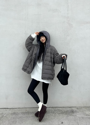 冬上新！【LILY】连帽宽松百搭时尚保暖羽绒服外套  80829#  LHHH