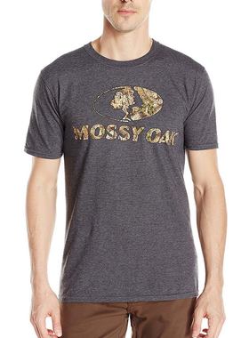 无缝周身一体纺织Mossy Oak男专利迷彩图案预缩水纯棉圆领短袖T恤