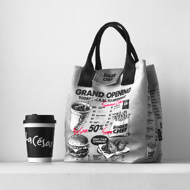 弥与带饭包日式汉堡环保新款搭扣布收纳袋午餐便当饭盒袋手提拎包,收纳整理,饭盒袋,淘宝优惠券,粉丝福利购,淘宝优惠卷