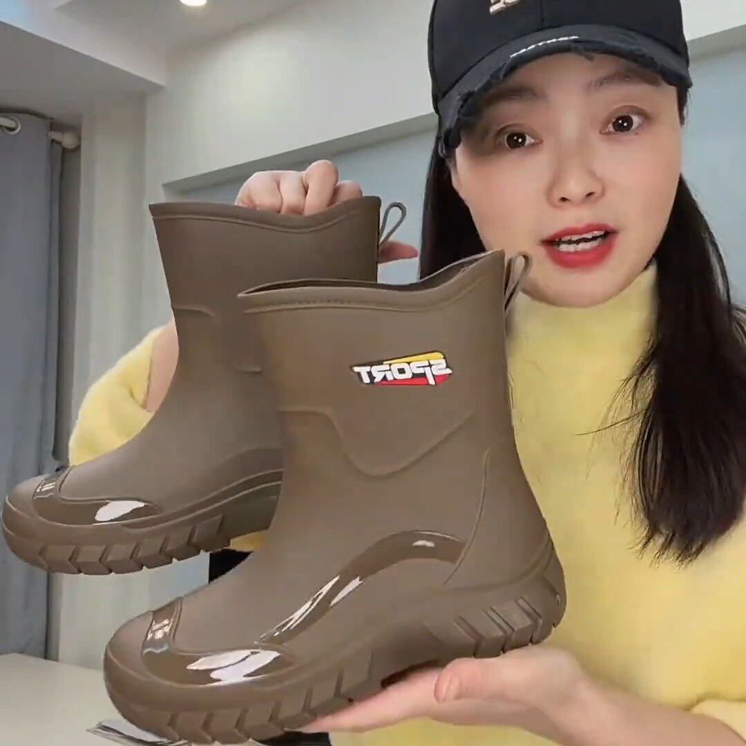 2026 新款工地短筒雨鞋男 PVC 软底防滑耐磨水鞋潮流户外胶鞋2026
