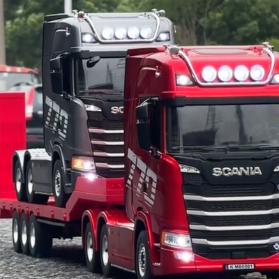 1比64斯堪尼亚合金集装箱货柜车模型仿真拖头半挂双层运输车玩具