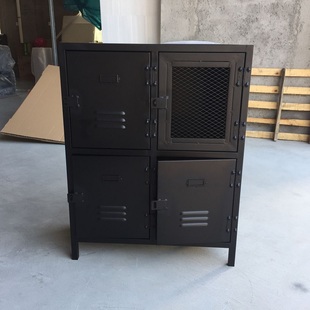 loft柜铁艺床边柜子创意收纳柜 简约现代卧室工业风铁皮柜储物柜