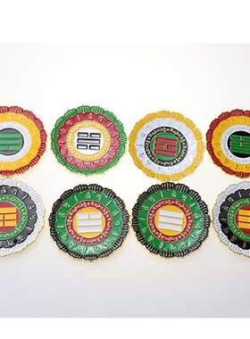黄铜烤漆版莲花边八卦室内补角盘8.5公分室内摆件装饰风水用品