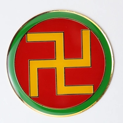 5CM中号黄铜潘氏版五行万字符红绿黑白太极八卦贴烤漆镀金工艺