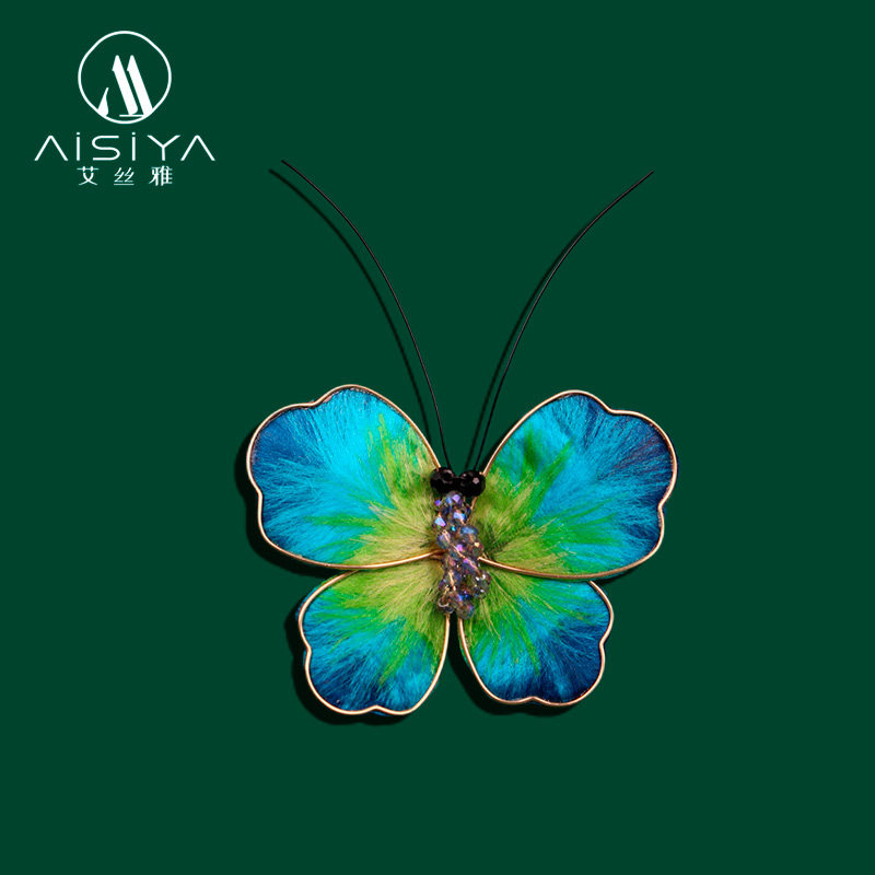 新中式非遗绒花蜻蜓胸针高端精致时尚搭配毛衣西装胸花别针配饰品