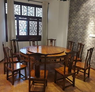 碳化实木饭店桌椅组合餐厅酒店电动大圆桌带转盘中式农家乐餐桌椅
