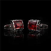 口扣袖 方形红色宝石法式 钉仿白金钮扣不褪色 扣 男女士袖 衬衫 袖