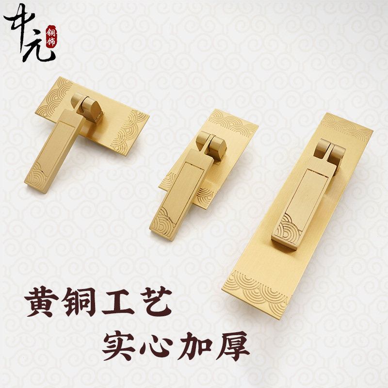 现代轻奢简约金色衣柜橱柜门把手新中式北欧式明装纯黄铜抽屉拉手