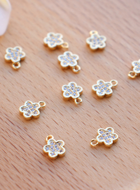 包金锆石梅花吊坠diy手工饰品