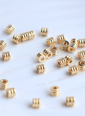 14K包金三层管形小桶珠隔珠手串间隔4mm搭配用新款diy手工饰品配