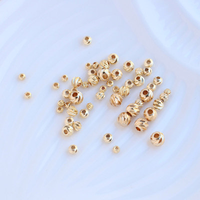 浅金色diy项链手工切花散珠圆珠