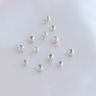 保色白K金色定位胶珠圆珠3MM4MM细链子收尾中间固定珠DIY手工饰品