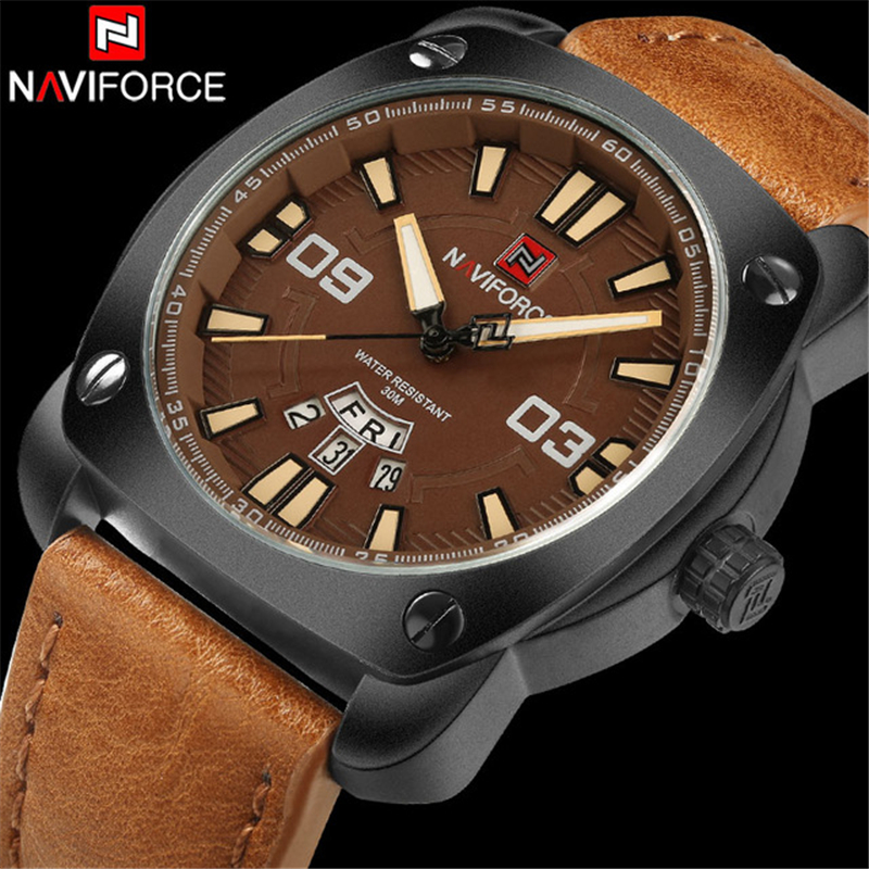 个性潮流双历星期方形真皮手表