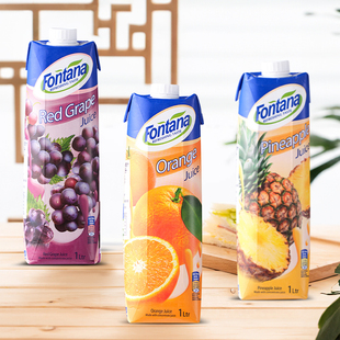 塞浦路斯fontana芳塔娜菠萝汁调酒饮料芬特乐凤梨苹果汁整箱1L 瓶
