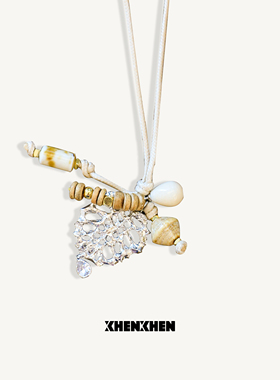 XHENXHEN何浩楠同款叶影几何抽拉项链小众时尚重工几何形中古高级