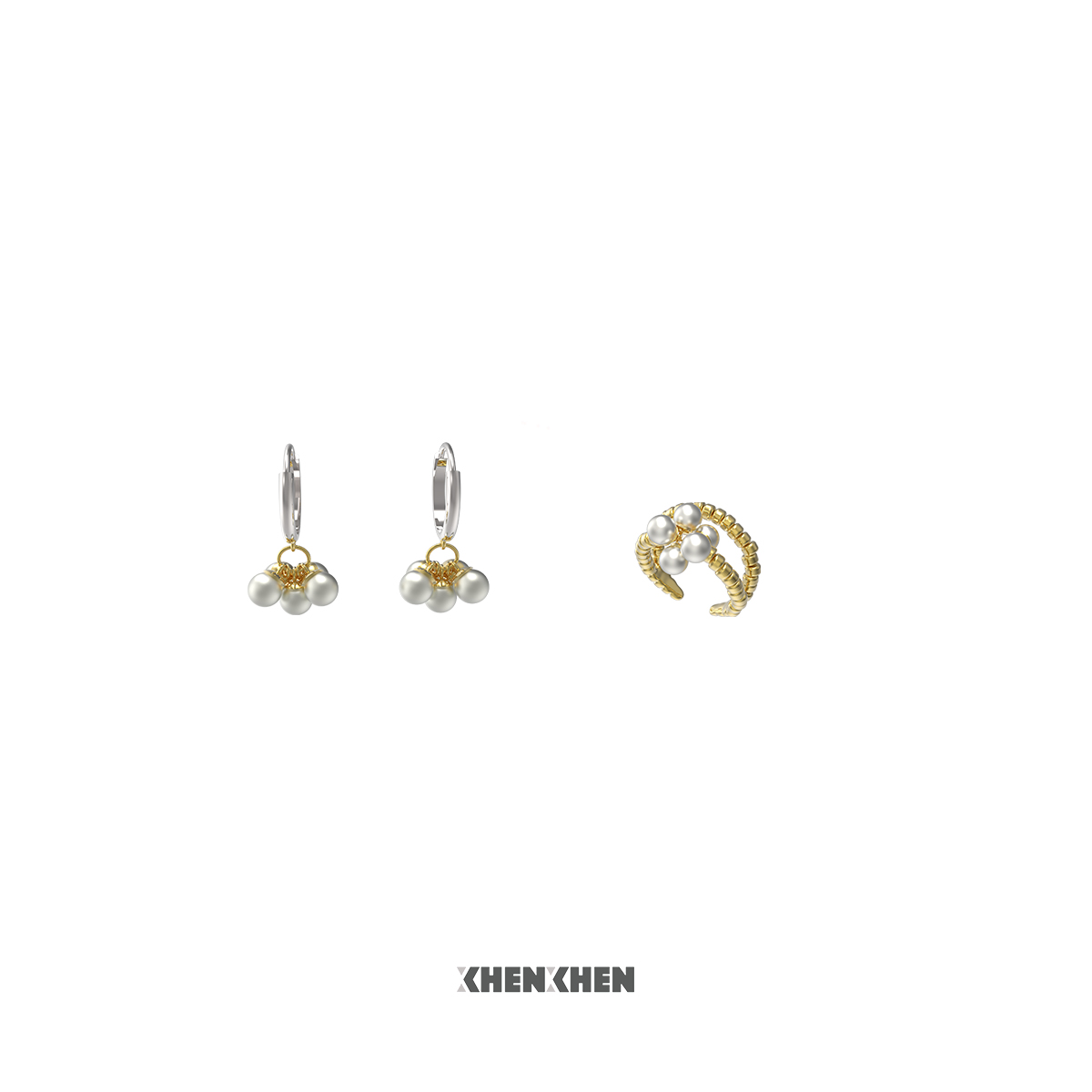 XHENXHEN isaro珍珠系列编织精致耳环戒指