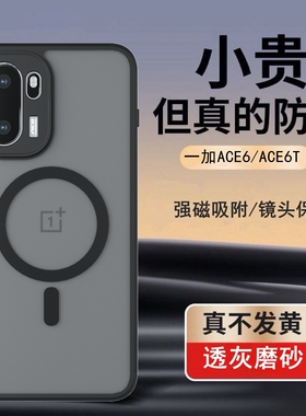 适用一加Ace6手机壳新款磁吸磨砂护盾1+Aec6T保护套气囊防摔简约oneplus手机套商务外壳PLQ110高级15R硬外壳