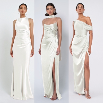 法式白色缎面伴娘服轻礼服新款高级感小众领证登记姐妹服伴娘团