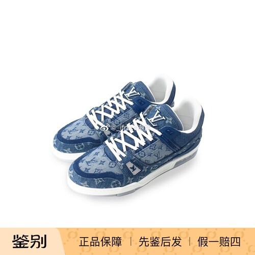 牛仔logotrainer老花低帮运动鞋