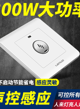 86型暗装二线声光控楼道感应延时白炽节能led灯220V声控开关面板