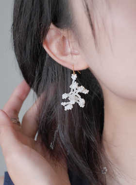 一枝橘白日梦手工串珠耳环2024新款小众日系复古耳环