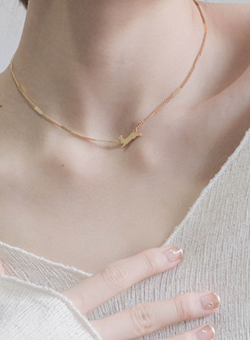 铜镀真金女新中式项链玉兔