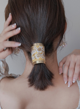 一枝橘 日系少女感复古ins风进口刺绣丝带发插发梳造型古风发饰