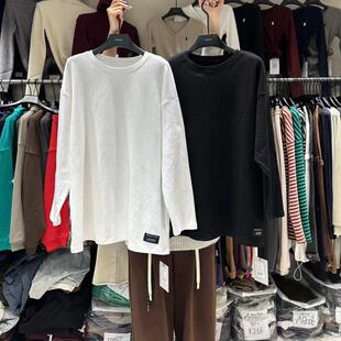YUAN XI元熙A8050秋冬加绒白色大版T恤女中长款打底衫高个子内搭