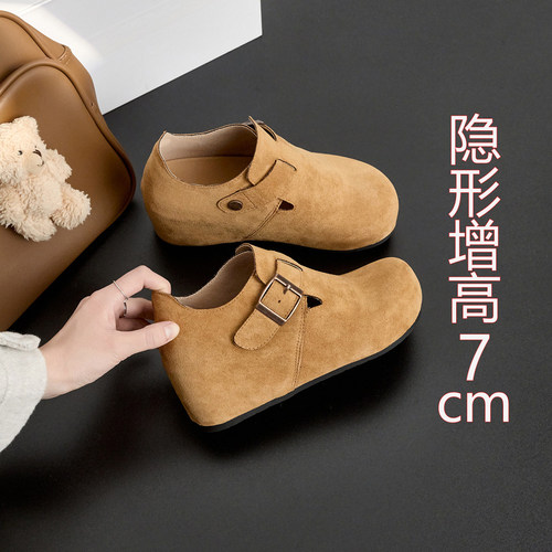 7cm内增高勃肯鞋女厚底复古