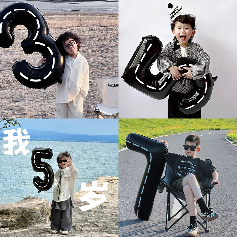 ins生日铝膜气球40寸大数字黑色