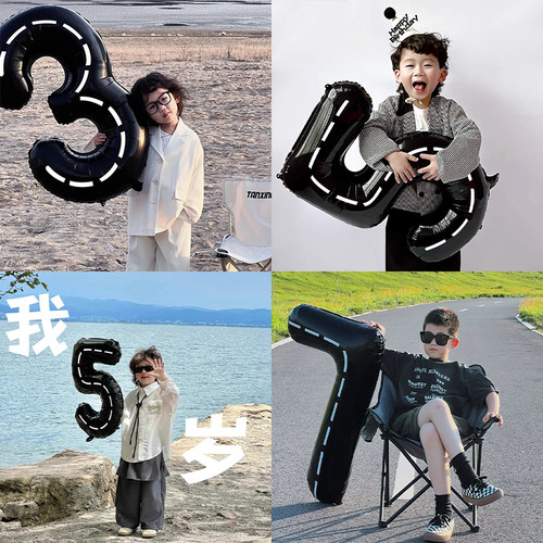 ins生日铝膜气球40寸大数字黑色