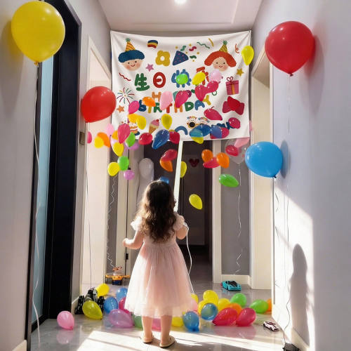 网红爆款儿童气球雨生日装饰布置